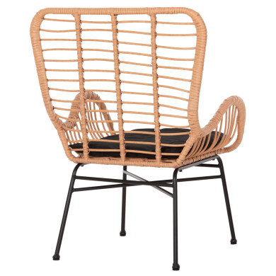 OUTDOOR ARMCHAIR BERGERE STYLE ALLEGRA HM5704.11 P.E.RATTAN BEIGE-BLACK METAL FRAME 66x59x90Hcm.