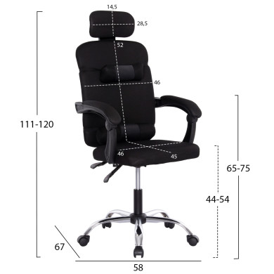 OFFICE CHAIR CRONER HM1196.01 BLACK MESH-BLACK METAL BASE 58x99x120Hcm.