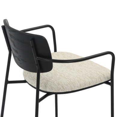 ΚΑΡΕΚΛΑ ΤΡΑΠΕΖΑΡΙΑΣ VIKKI HM9980.02 ΜΕΤΑΛΛΟ & ΞΥΛΟ ΜΑΥΡΟ-ΕΚΡΟΥ ΥΦΑΣΜΑ 54x54x75,5Υεκ.