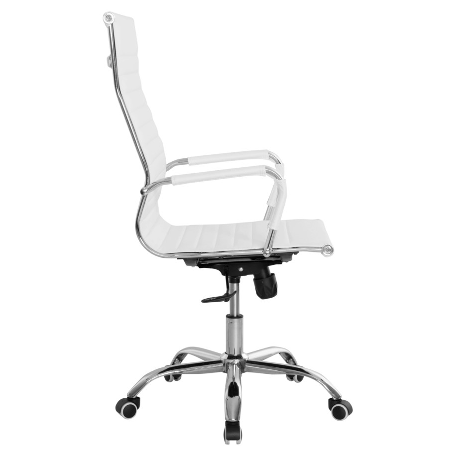 MANAGER'S OFFICE CHAIR BOSS HM1059.32 WHITE PU-CHROMED METAL FRAME AND BASE 53x57x109Hcm.