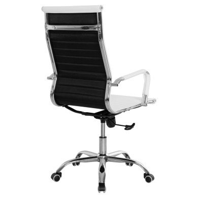 MANAGER'S OFFICE CHAIR BOSS HM1059.32 WHITE PU-CHROMED METAL FRAME AND BASE 53x57x109Hcm.