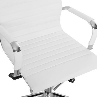 MANAGER'S OFFICE CHAIR BOSS HM1059.32 WHITE PU-CHROMED METAL FRAME AND BASE 53x57x109Hcm.