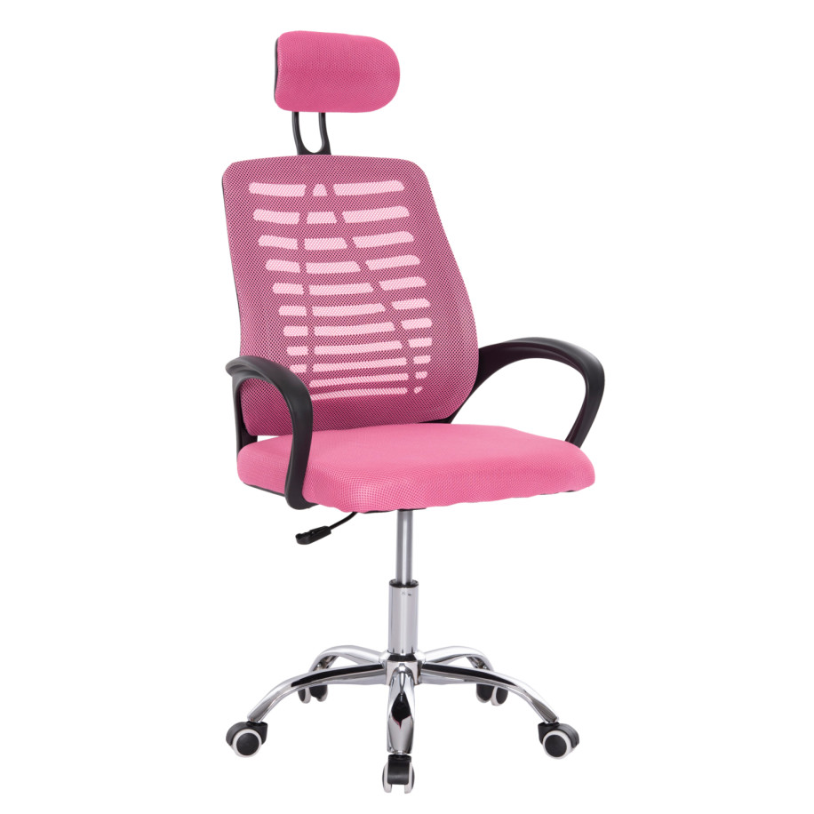 OFFICE CHAIR TRAIL2 HM1193.35 PINK MESH FABRIC-CHROME BASE 61x61x116Hcm.