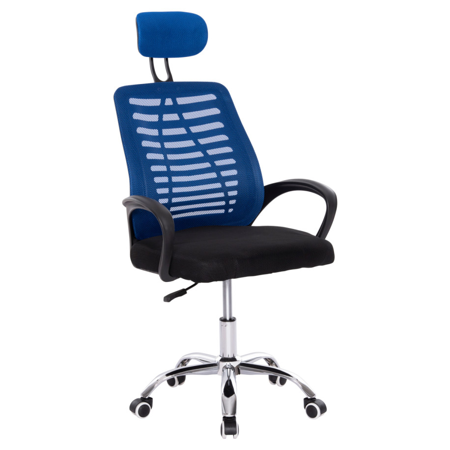OFFICE CHAIR TRAIL2 HM1193.36 BLUE & BLACK MESH FABRIC-CHROME BASE 61x61x116Hcm.