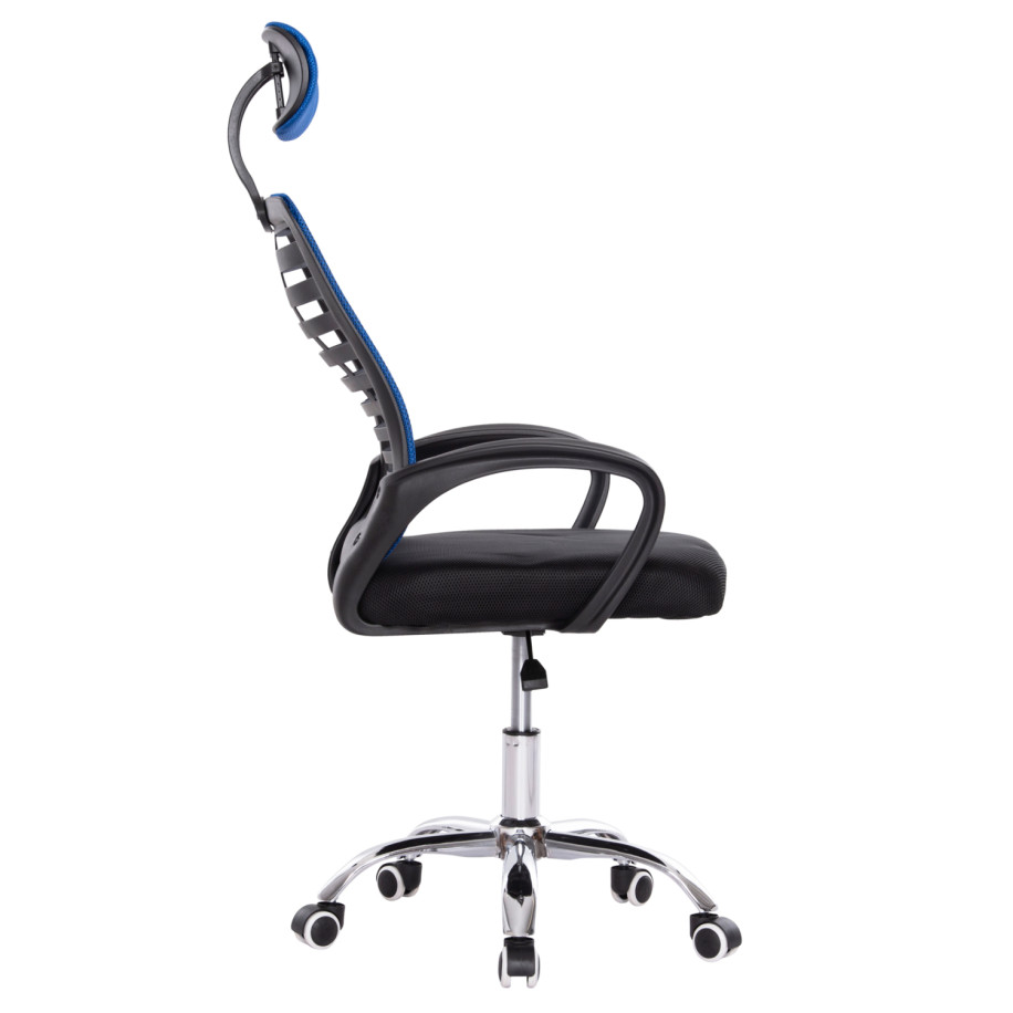 OFFICE CHAIR TRAIL2 HM1193.36 BLUE & BLACK MESH FABRIC-CHROME BASE 61x61x116Hcm.