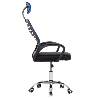 OFFICE CHAIR TRAIL2 HM1193.36 BLUE & BLACK MESH FABRIC-CHROME BASE 61x61x116Hcm.