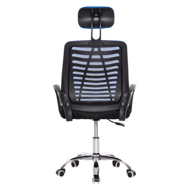 OFFICE CHAIR TRAIL2 HM1193.36 BLUE & BLACK MESH FABRIC-CHROME BASE 61x61x116Hcm.