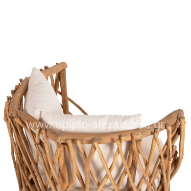 ΠΟΛΥΘΡΟΝΑ ΚΑΑΝ HM5994 ΚΛΑΔΙΑ TEAK ΣΕ ΦΥΣΙΚΟ-ΜΑΞΙΛΑΡΙΑ ΛΕΥΚΑ 95x89x80Υεκ.