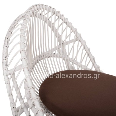 ARMCHAIR ENTROPY HM9840.02 RATTAN IN WHITE-BROWN CUSHION 80x97x85Hcm.
