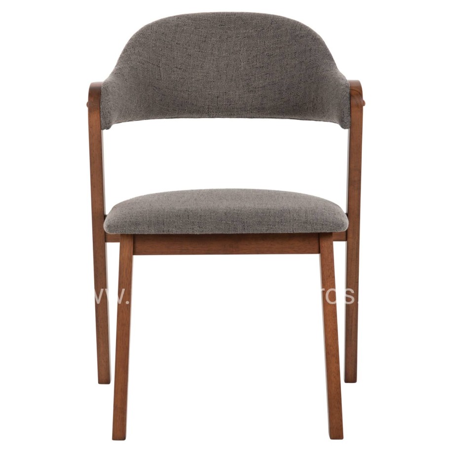 DINING CHAIR RIDER HM9734.01 RUBBERWOOD IN WALNUT COLOR-GREY FABRIC 59x59x83Hcm.