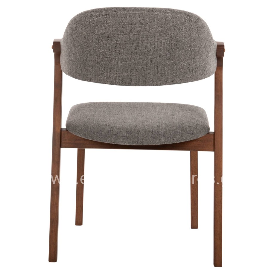 DINING CHAIR RIDER HM9734.01 RUBBERWOOD IN WALNUT COLOR-GREY FABRIC 59x59x83Hcm.