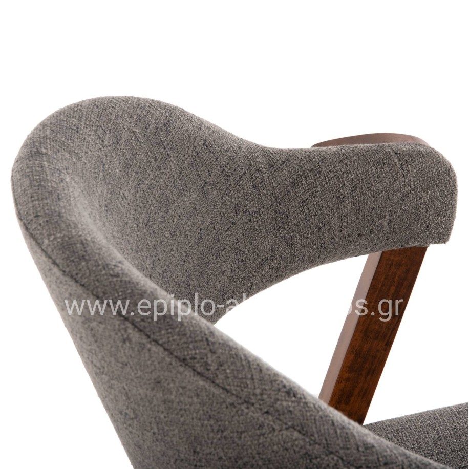 DINING CHAIR RIDER HM9734.01 RUBBERWOOD IN WALNUT COLOR-GREY FABRIC 59x59x83Hcm.