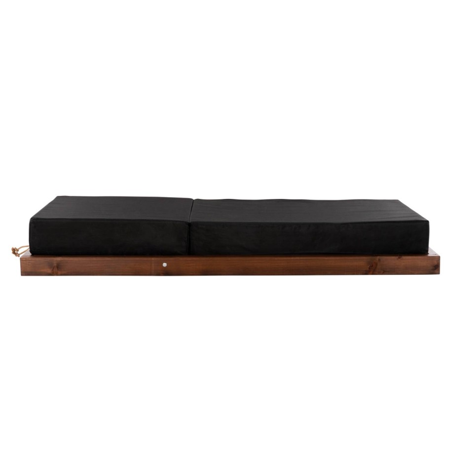 BEACH LOUNGER IKARIA LOW HM10622.01 PINE WOOD IN WALNUT COLOR-BLACK TEXTILENE-CUSHION 20cm THICK