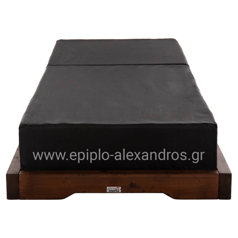 BEACH LOUNGER IKARIA LOW HM10622.01 PINE WOOD IN WALNUT COLOR-BLACK TEXTILENE-CUSHION 20cm THICK