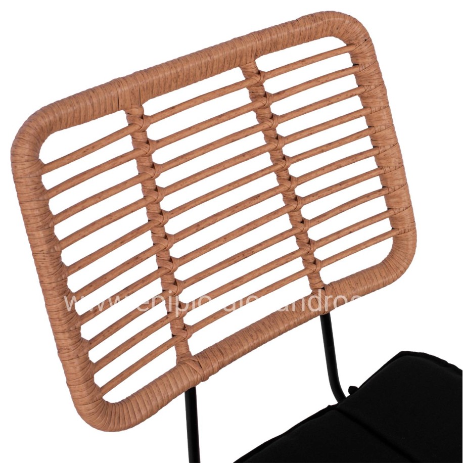 ΚΑΡΕΚΛΑ ΕΞ.ΧΩΡΟΥ ALLEGRA HM5454.11 ΜΕΤΑΛΛΟ&ΜΑΞΙΛΑΡΙ ΜΑΥΡΟ-ΜΠΕΖ WICKER 50,5x49,5x88Υεκ