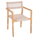 ARMCHAIR CHARLOTTE  TEAK WOOD IN NATURAL & BEIGE ROPE 58x61x81Hcm.